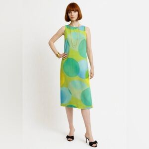 Vintage Early 80s Abstract Print Crepe Sheath Dress
